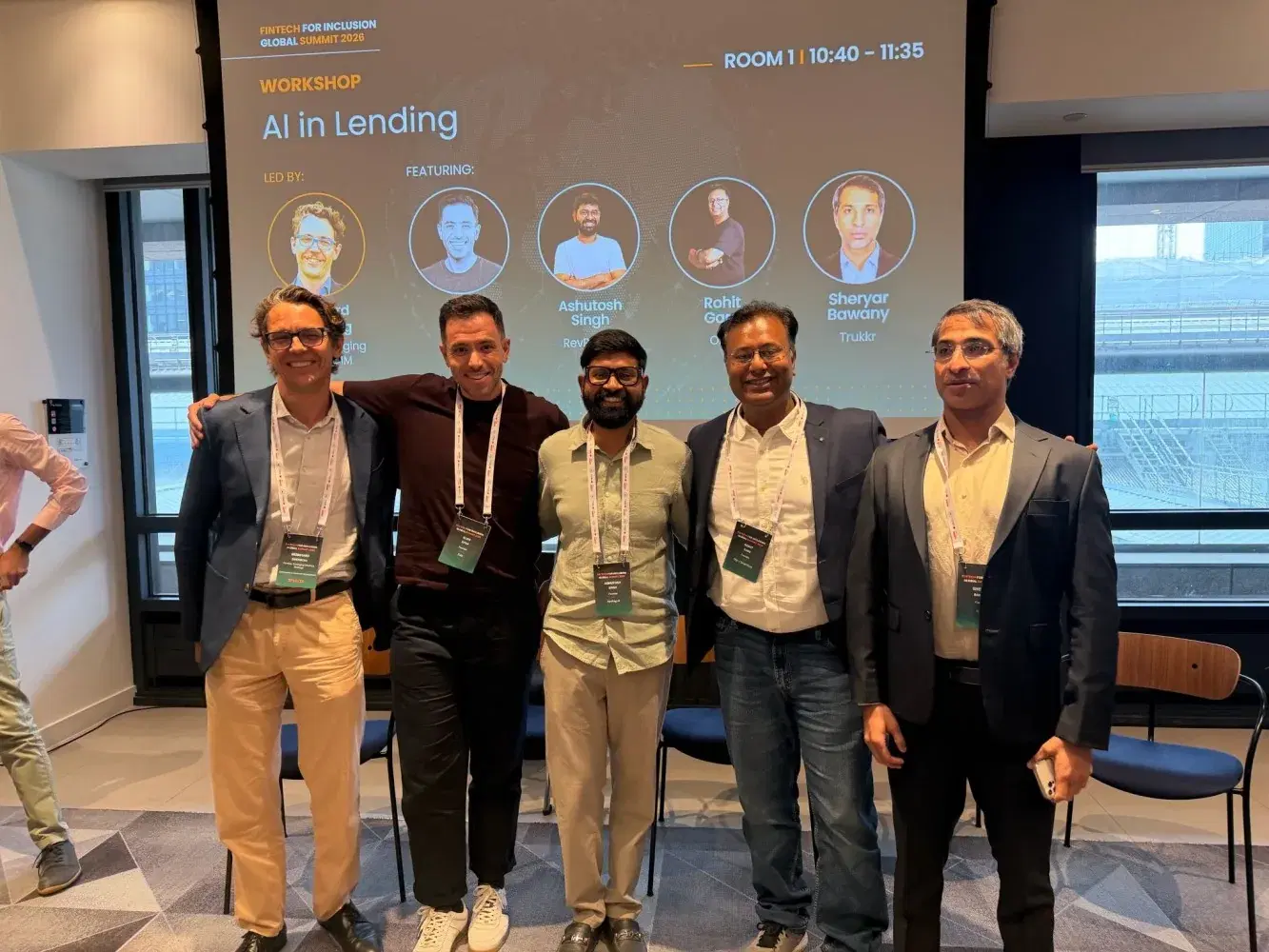 Ashutosh Singh with panelists at the Accion AI in Lending session
