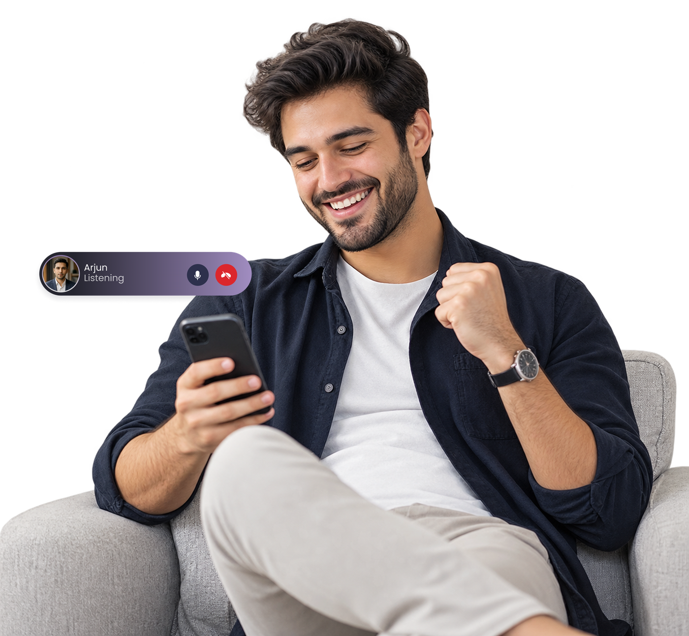 Person using RevRag AI's in-app agent on their phone